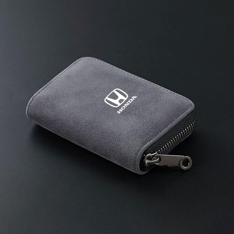 11-Card Slot Suede Wallet Car Driver Licence Cards Bag Zip Coin Purse For Honda Odyssey City HRV Jazz Accord Civic CRV Accessory IP8