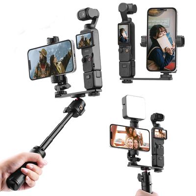 Phone Holder Fixed Bracket for DJI Osmo Pocket 3 Fill Light Tripod Clip Cell Phone Holder with 1/4inch Screw & Cold Shoe