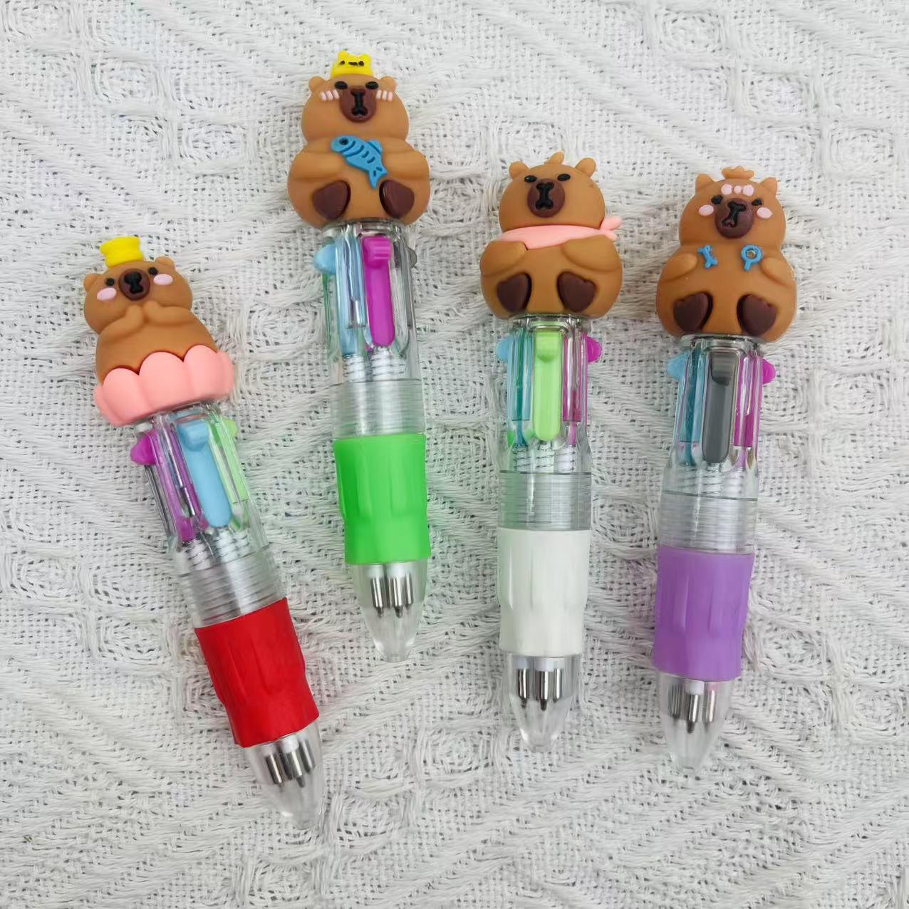 

Мультяшная четырехцветная шариковая ручка - Милая мини-масляная ручка для учеников начальной школы, канцелярские товары для обучения, школьные награды и подарки