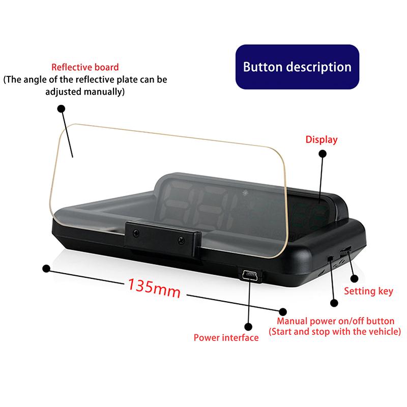 1 Juego Proyector de Parabrisas de Proyección Hud 3D Para Todos los Coches Head Up Display Alarma de Exceso de Velocidad de Agua Alarma Inteligente de Cansancio