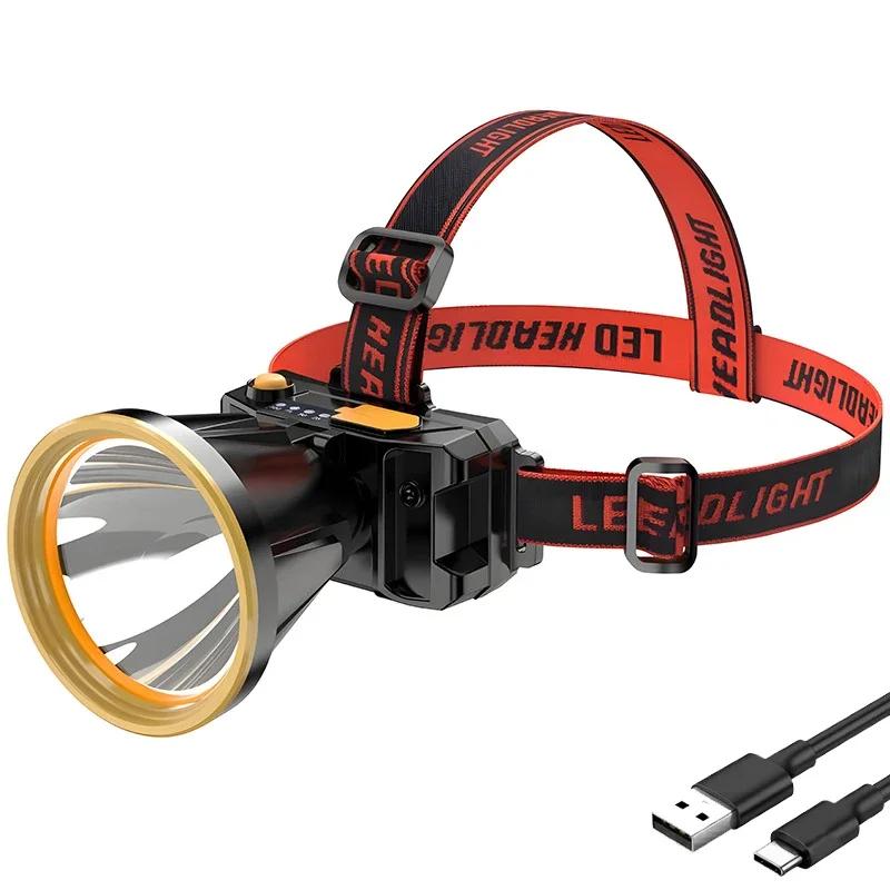 LED Multifunctional Zoom Head Light Type-c Rechargeable Digital Display Lantern Outdoor Waterproof Exploration Flashlight