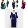 Elegant Womens Vintage Brief Split Bottom Dress With Timeless Deep O-neck Design