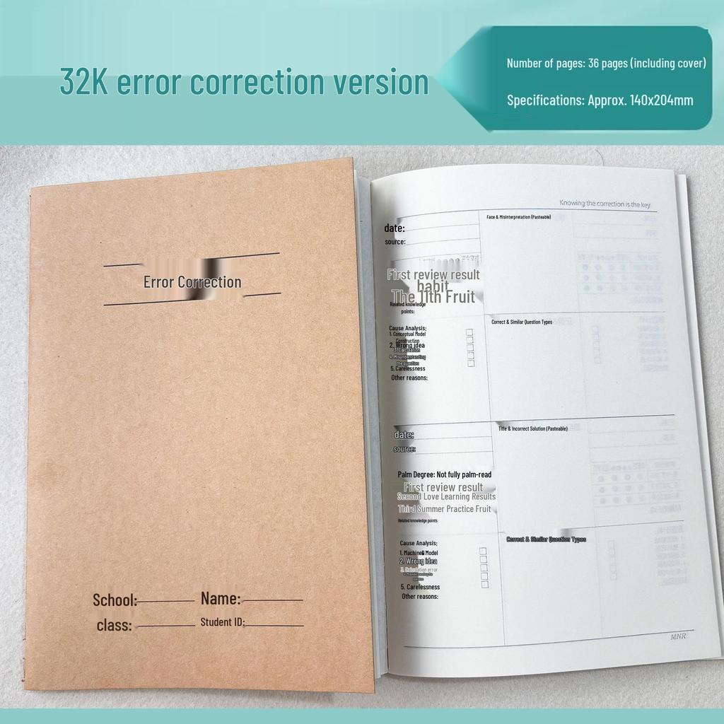 32k Kraft Paper Notebook: Stitch-bound Homework, Error Correction, and Reading Notes Book