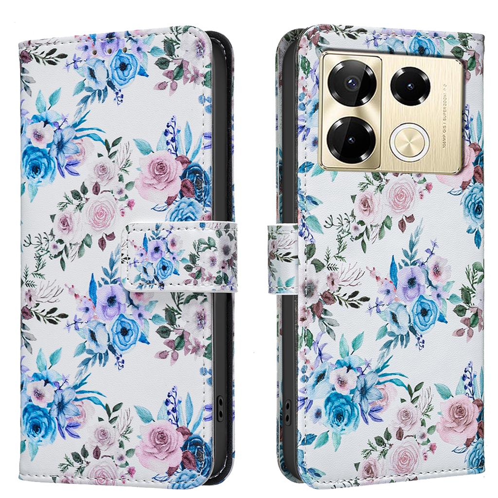 Lederhüllen Blume Schmetterling Bemaltes PU Schutzhülle mit Kartenhalter Magnetverschluss Ständer Für Infinix Note 40/Note 40 Pro