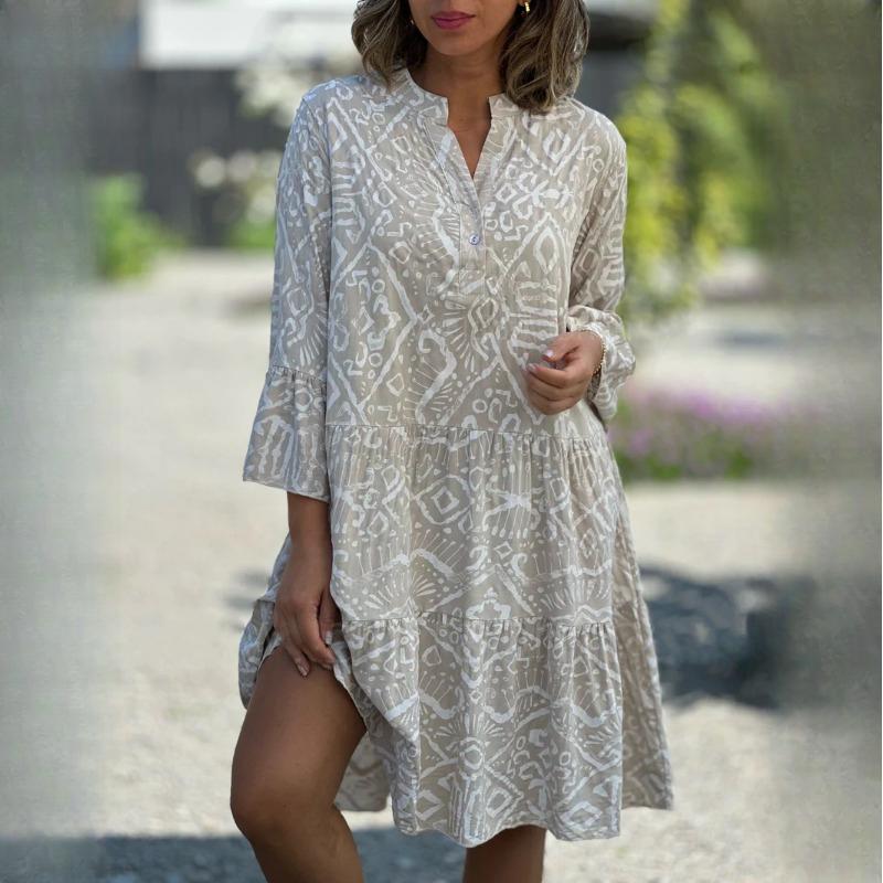 

GMXIA Женское платье в стиле пэчворк с V-образным вырезом, расклешенными рукавами и принтом торта XXXL абрикосовый