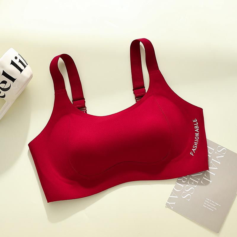 

Traceless underwear big breasts show small breasts, double breasts anti-sagging full cup large size fat MM bra cover rabbit ears thin M【75BCD】