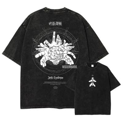 Anime J-Jujutsu K-Kaisen T Shirts Manga Washed Oversized Vintage Washed High Quality Hot Product Unisex Sweatshirt Sports Soft
