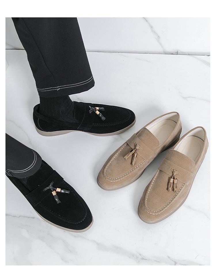 Men's Large Suede Tassel Driving Loafers 