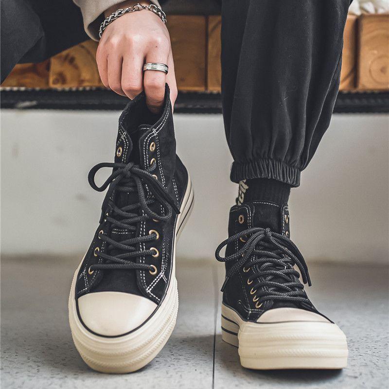 Buty płócienne męskie wysokie jesienne niszowe retro sportowe buty deskorolkowe platforma młodzieżowe Maillard marka trendowa buty codzienne