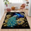 Luxurious Peacock & Floral Design Area Rug - Anti-Slip, Soft Polyester Floor Mat for Bedroom, Living Room, Office, and More