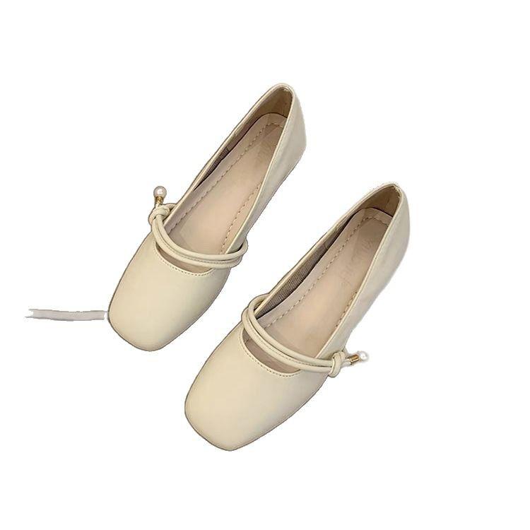 Mary Jane Fairy with Skirt Shallow Mouth Single Shoes Girl 2025 Spring New Late Evening Wind Gentle Flat-soled Grandma Ladle Shoes