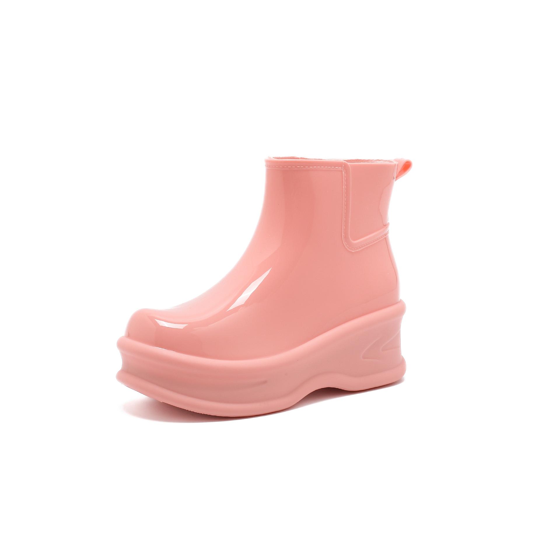 

Новые женские дождевые сапоги Martin boots модная верхняя одежда средней высоты нескользящие дождевые сапоги на толстой подошве для взрослых водонепроницаемая обувь резиновая обувь 39 розовый