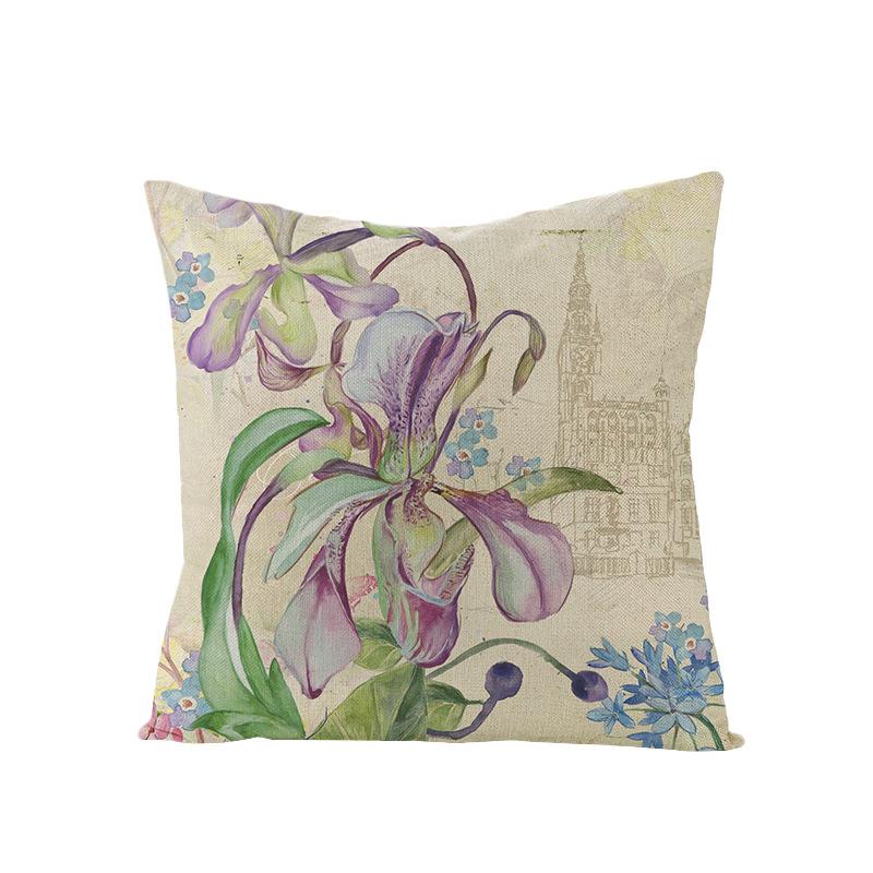 New Retro Flower Pillow Cover Polyester Home Pillow Living Room Sofa Cushion Cushion