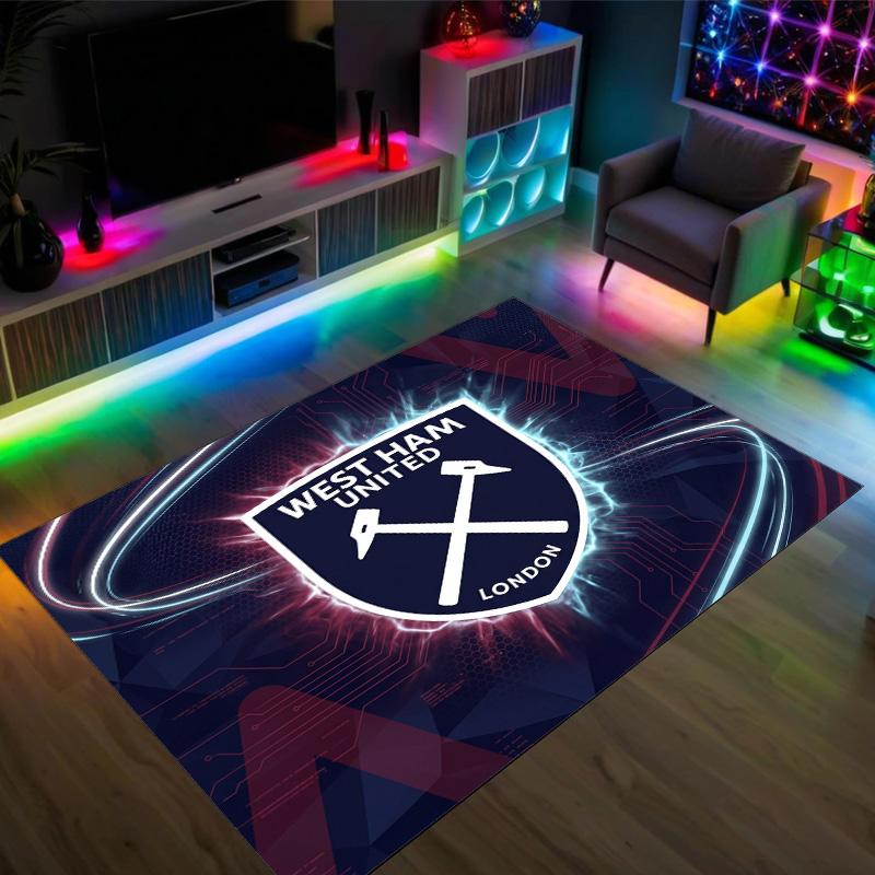 West Ham United Football Design Crystal Velvet Carpet Cozy Non?Slip Printed Rug For Bedroom Living Room Entrance