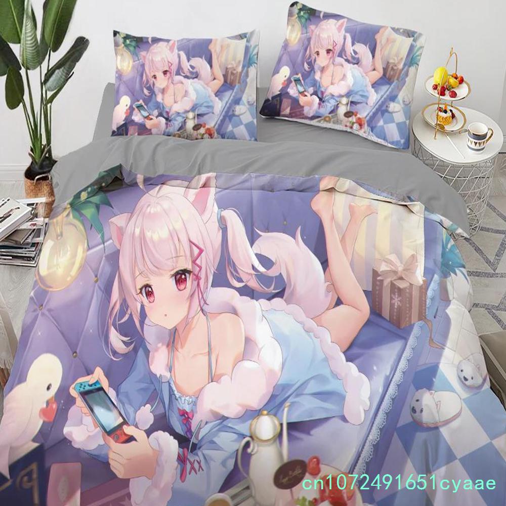 Anime Kawaii Bedding Set Japan Anime Loli Duvet Cover Set Kids Bedroom Cartoon 3D Printed Quilt Cover Bedroom Gift