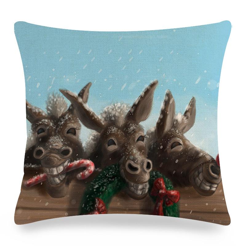 Home Decor Donkey Art: Various Scenes and Portraits Pattern Cushion Cover Suitable for Sofa Bedroom Car Pillow Cover