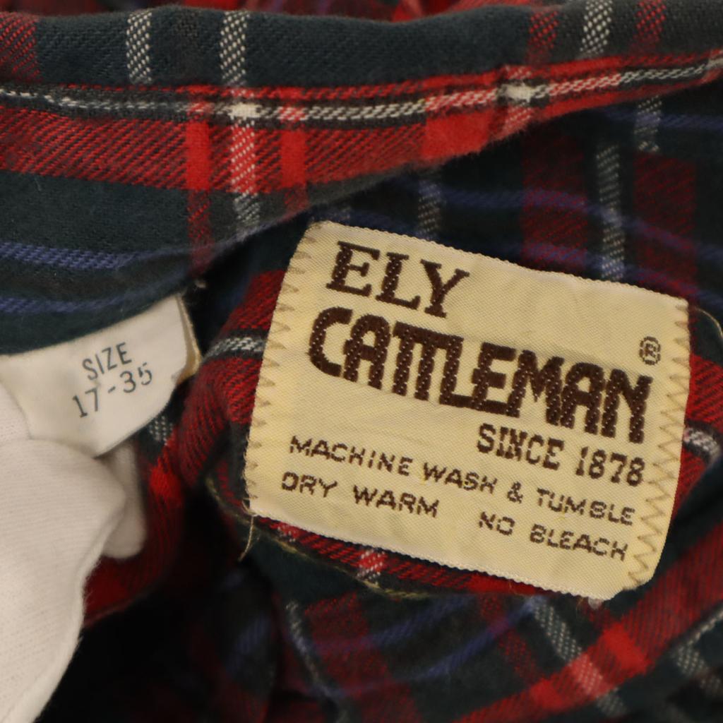 ELY CATTLEMAN 80s Vintage Check Pattern Long Sleeve Western Shirt 17-35 Men's Used
