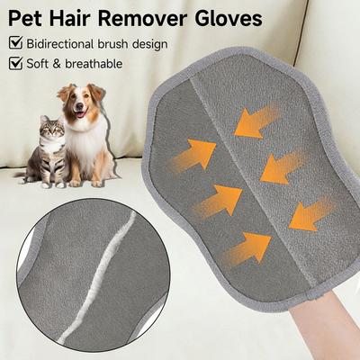 Pet Hair Remover Glove Gentle Deshedding Brush Glove for Dog Cat Hair Removal From Sofa Carpet Clothes Self-Cleaning Pet Grooming Massage Gloves