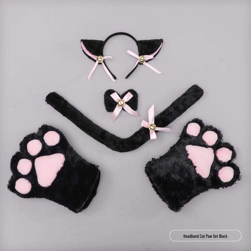 Cute Kitten Cosplay Set: Cat Ears Headband, Paw Gloves & Tail Accessory