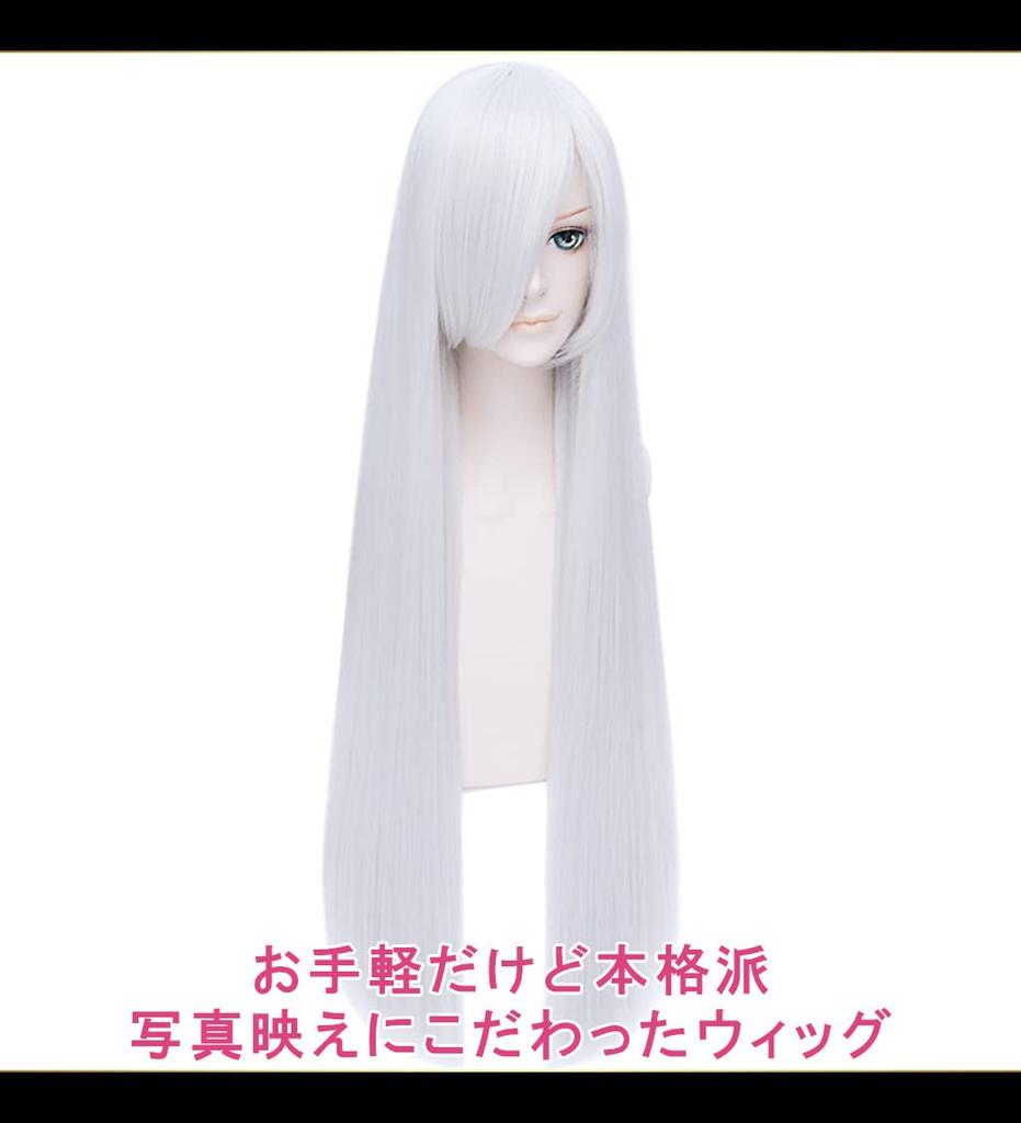CaseEden Cosplay Wig Long Straight 80cm Silver Silver Hair Silver Color White Melche Wig Net 2 Piece Set
