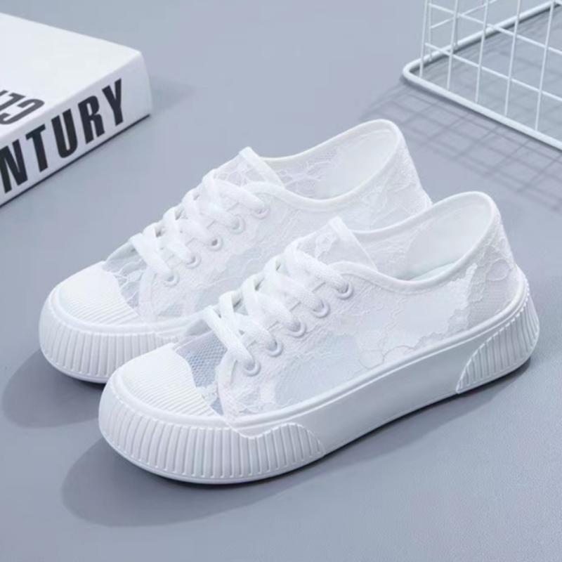 Thick-soled White Shoes for Women In Summer, Mesh, Breathable, Hollow, Thin, Versatile, Casual Sports Shoes