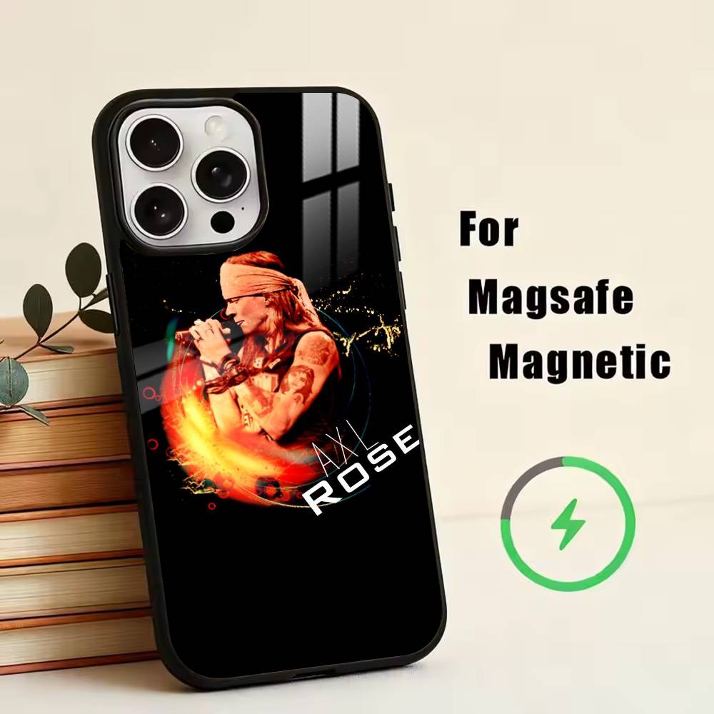 Band G-Guns N' Roses Phone Case For Magsafe Wireless Charging For iPhone17,16,15,14,13,12,11 Plus,Pro Magnetic