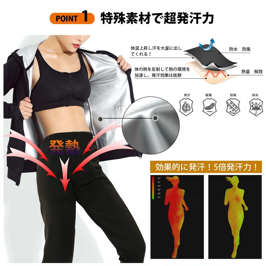 Shuanau Sauna Diet Top and Bottom Running Indulge In Heavy Weight and Fat Burning Women's Suit, Suit, Set, Sportswear, Wear, 2-Piece Set, Washable,