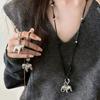 Fashion Tassel Horse Pendant Necklace Minimalist Silver Plated Chain Adjustable Sweater Choker For Women Party Travel Accessory