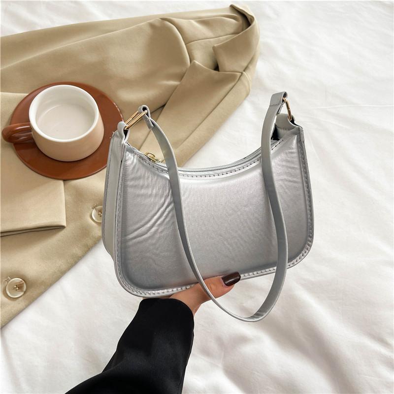 Fashionable Korean Style Single Shoulder Bag For Women Autumn New Chic Moon Bag In Classic Black White Silver And Fuchsia