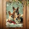 Vintage Christmas Corgi Metal Tin Sign, Retro Iron Wall Art for Gym, Cafe, Garage, Restaurant, Home, Forest, Garden - Indoor & O