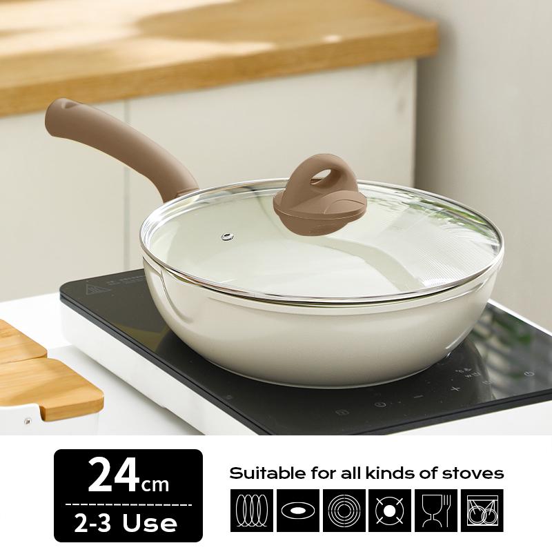 

DONNOR Ceramic Nonstick Frying Pan Skillet with Lid 3.6QT Induction Pan Nonstick Pots and Pans with Silicone Handle