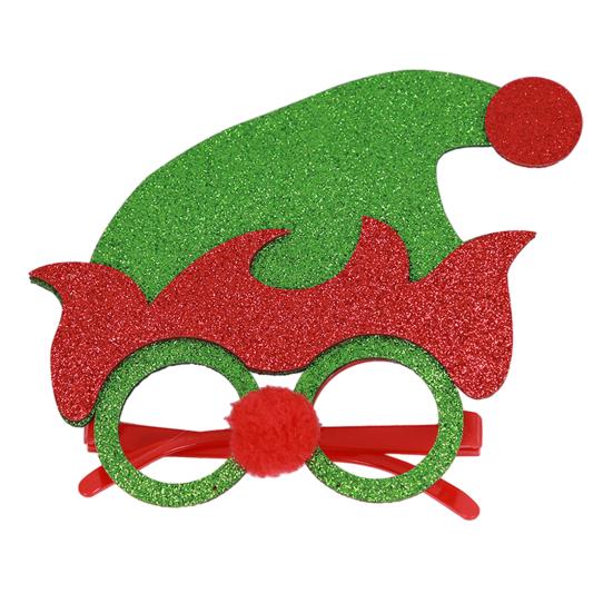 Seasonal Decorative Eyewear for Festivals Christmas Glasses, Glitter Party Glasses Frames, Novelty Elf Snowman Santa Claus Holiday Favors Children