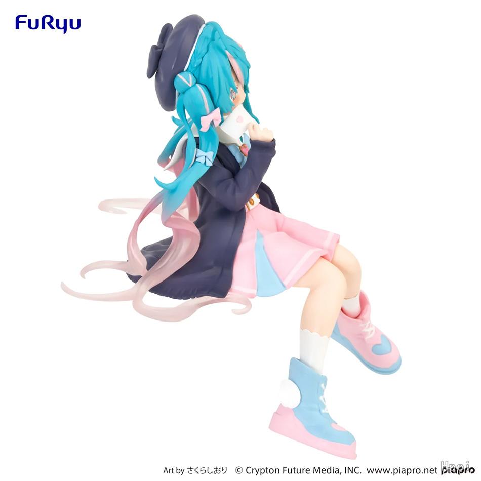 Hatsune Miku Anime Figure Pink Sakura Sitting Position PVC Action Model Toy for Decoration And Collection