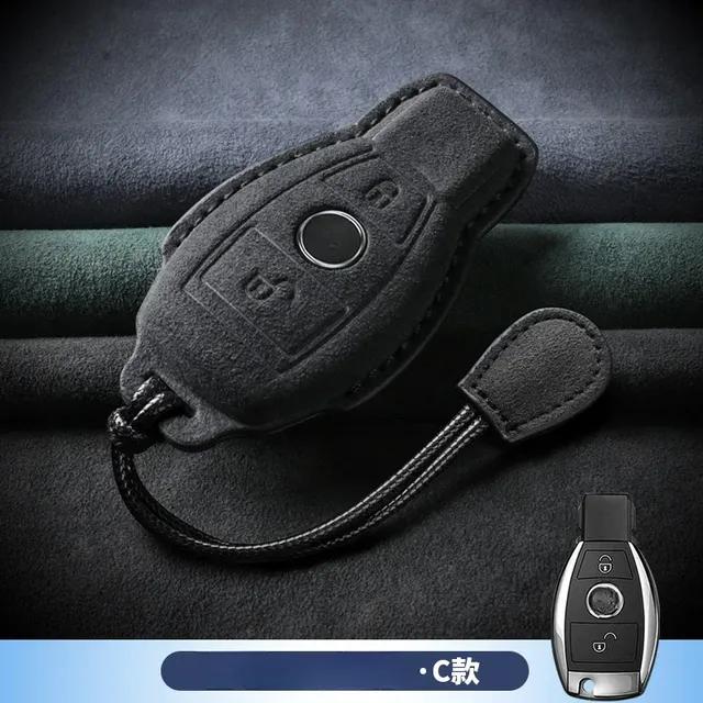Bilnyckelfodral i läder för Mercedes Benz ACESG Class GLC CLE CLA GLB GLS W177 W205 W213 W222 X167 AMG Fob Mocka Tillbehör