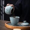 Tea Canister Ceramic Small Tianqing Ru Kiln Crackle Sealed Household Tea Storage Canister Pu'er Tea Green Tea Packaging Canister