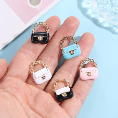 Fashion Doll Miniature Bag Black/White Dollhouse Mini Metal Chain Bag  Home Decoration