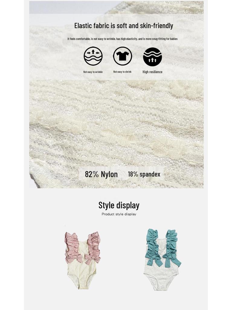 Girls' Mori Style Two-Tone Lace Romper with Bow