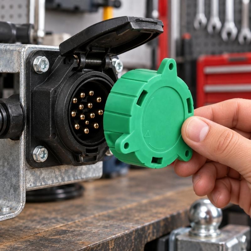 ABS Trailer Electrical Protective Covers, 10 Green Slip-On Pieces for European 13-Pin Interfaces to Help Limit Dust and Loose Debris Entry