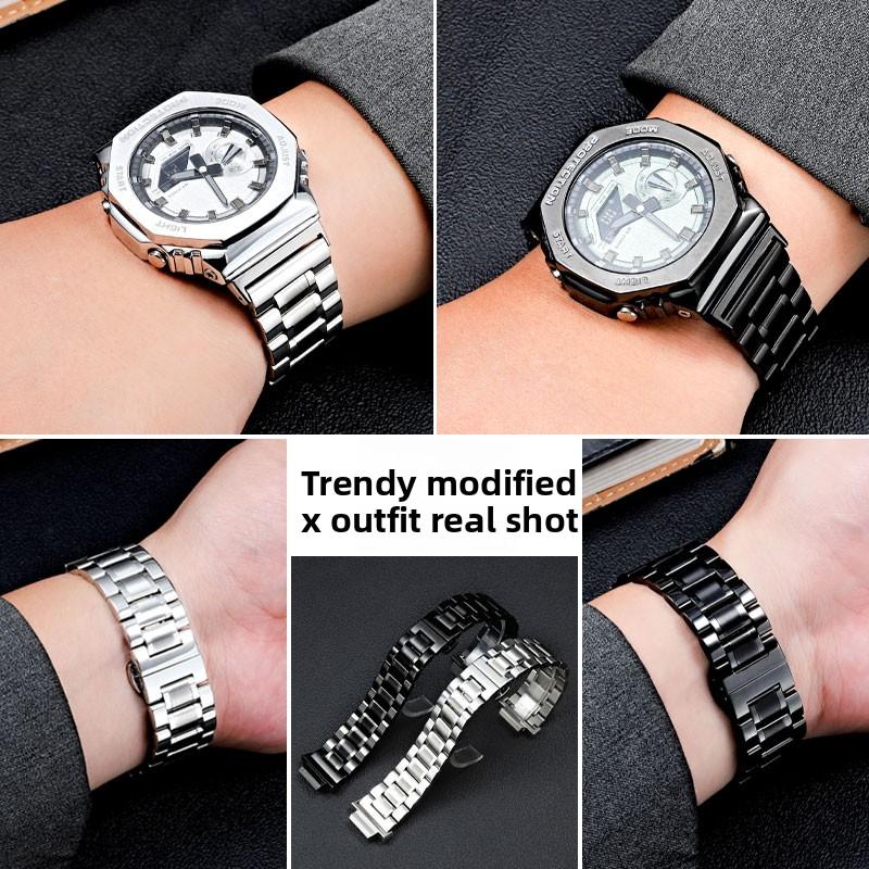 Bracciale Modificato GA2100 Per Casio G-SHOCK GA-2100 GA2110 GA-B2100 Braccialetto per orologio in acciaio inossidabile massiccio metallico Accessori per orologi da uomo