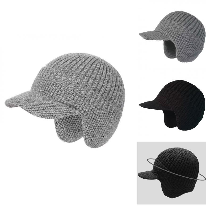 Knitted Winter Hat For Men With Warm Fleece Lining And Earflap Protection For Outdoor Activities