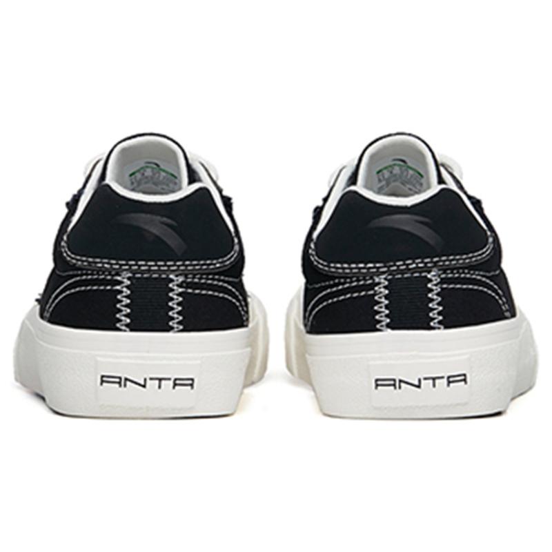 Anta Anti-Slip Wear-Resistant Low-Top Canvas Shoes Women's Black White Sneakers 122228077S-2