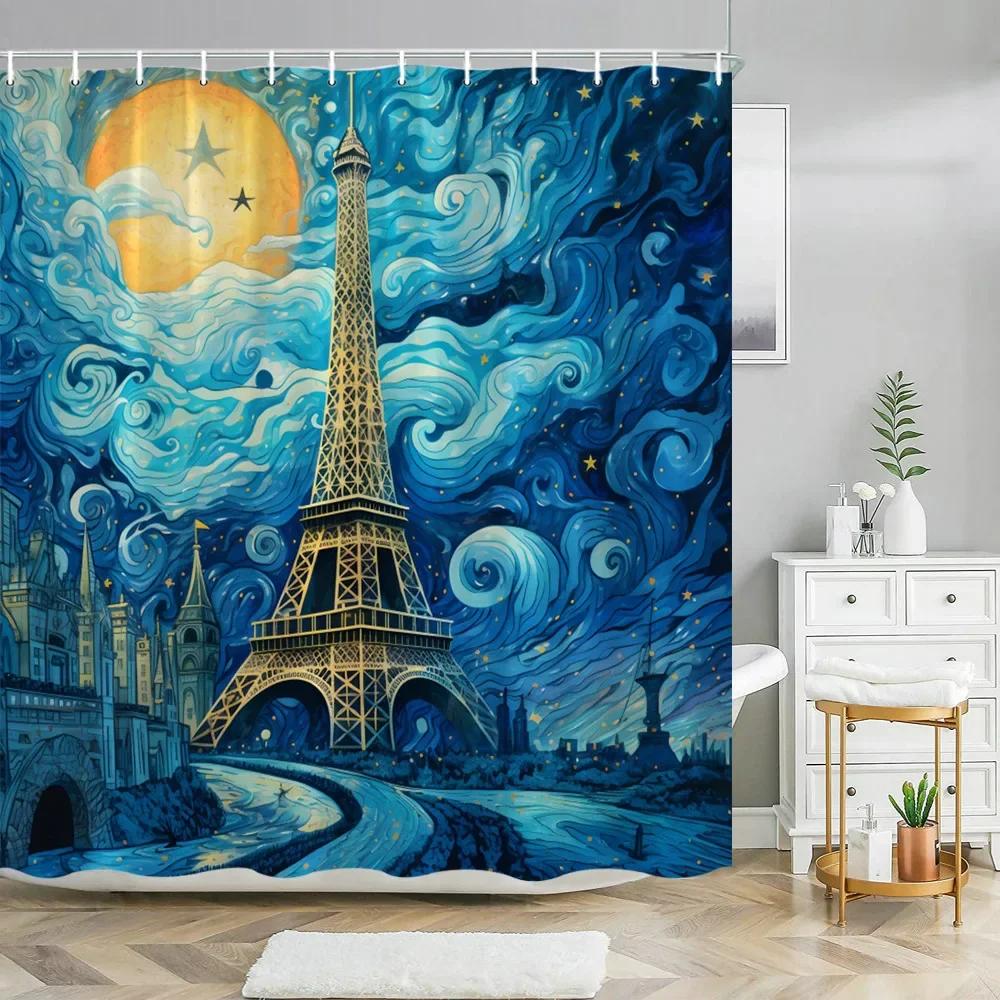 Abstract Art Impressionist Shower Curtain Beautiful Colourful Painting  Polyester Fabric Washable Shower Curtains Bathroom Decor