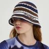 Swirl Crochet Knit Bucket Hat Navy
