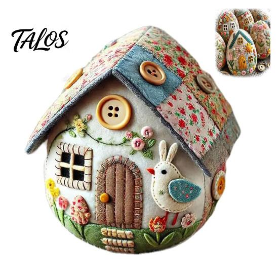 Patchwork Felt Art Project Egg House Kit DIY Craft Spring Celebration Decorations Easter Decor Embroidered for Basket Fillers Handmade