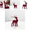 Stunning Christmas Reindeer Ornament Sparkling Burgundy Velvet Decorative Accent For Holiday Trees