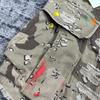 ZYLLO Summer Fashion Camouflage Splicing Leather Letter Washed Retro Knee Jeans Men Women Shorts