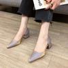 French Hollow Sandals Summer 2025 New Women's Shoes Medium Heel Thick Heel Pointed Single Shoes Bag Head Fairy Style Shoes