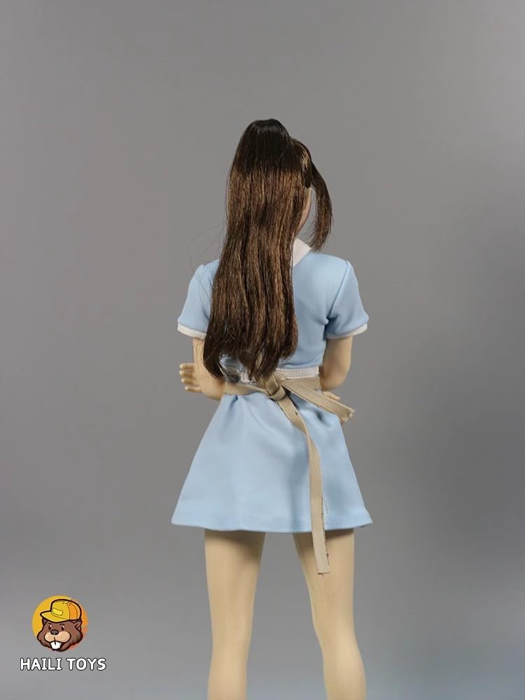 Scale Action Figure Compatible with TBLeague and Other Bodies HAILI TOYS HU9046B Family Restaurant Clerk Beautiful Woman Blue Uniform and Shoes Set