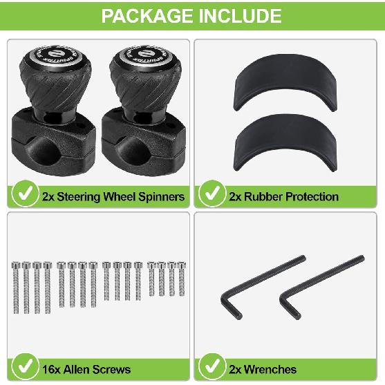 Spurtar Steering Wheel Knob Spinner, 2Pack Universal Car Suicide Knob Power Handle Spinner Fit For Cars, Truck, Forklift, Mower, Tractor, Boat, Golf