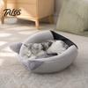 Small Animal Bedding Plush Cat Cave Bed with Ears, Enclosed Cozy Hide Bed, Non-slip Cute Ear Bottom, Warm Winter Pet Nest for Indoor Large Cats